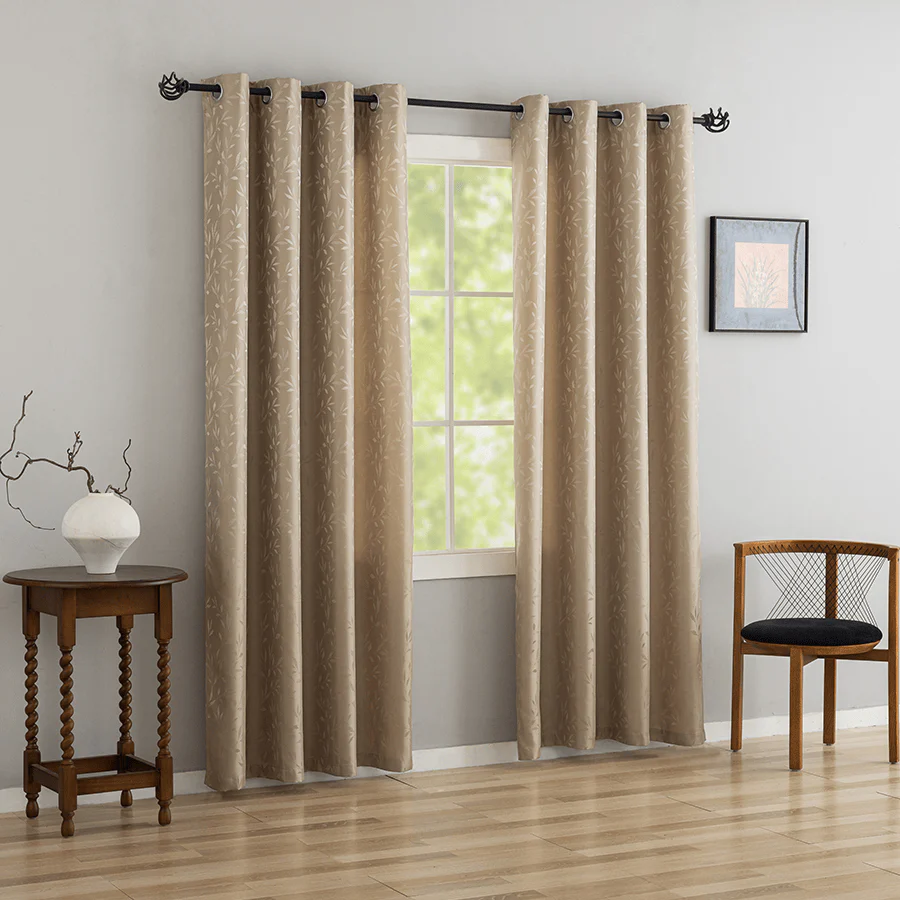 Bett Warm Sand Set of 2 Jacquard Curtains - Image 2