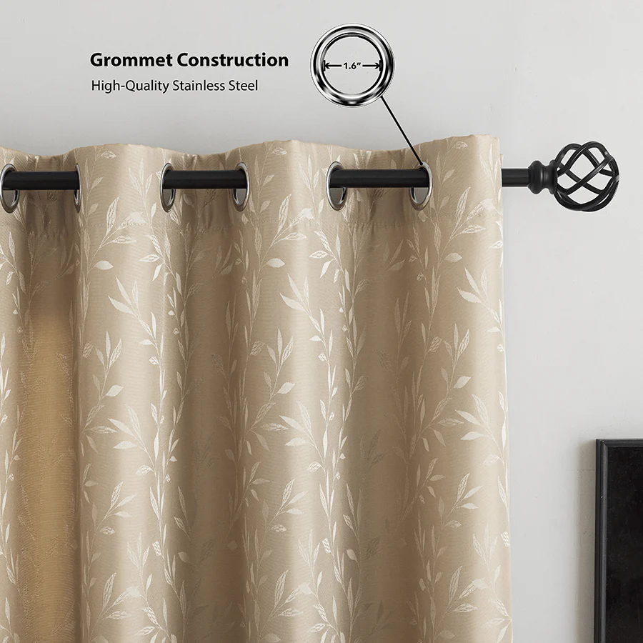 Bett Warm Sand Set of 2 Jacquard Curtains - Image 6