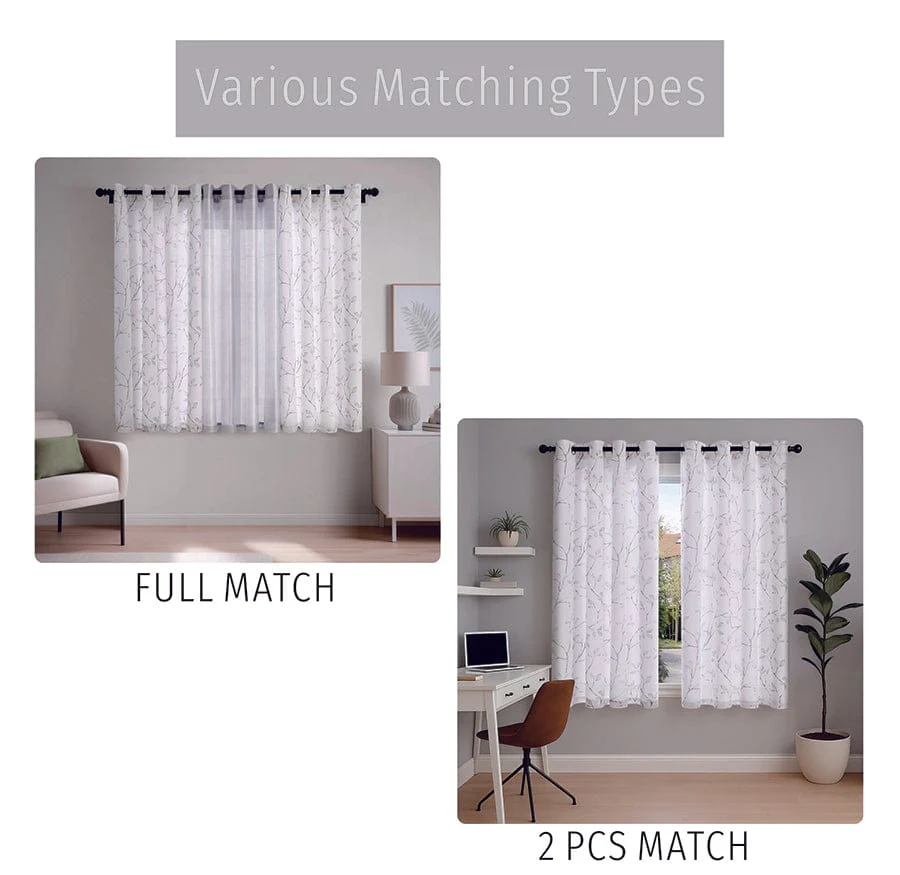 Birga Plain & Print Set Of 3 Curtains - Image 3
