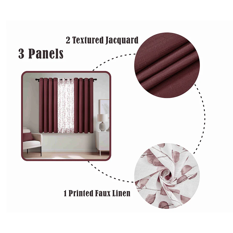 Birte Plain & Print Set of 3 Curtain - Image 7