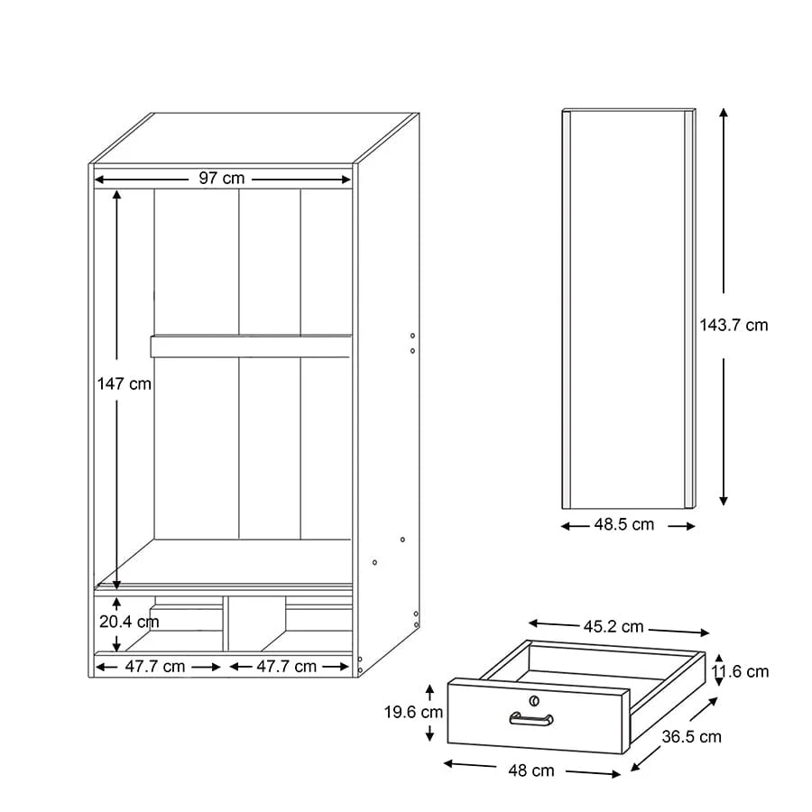 Wade Narrow Sliding Wardrobe - Image 26