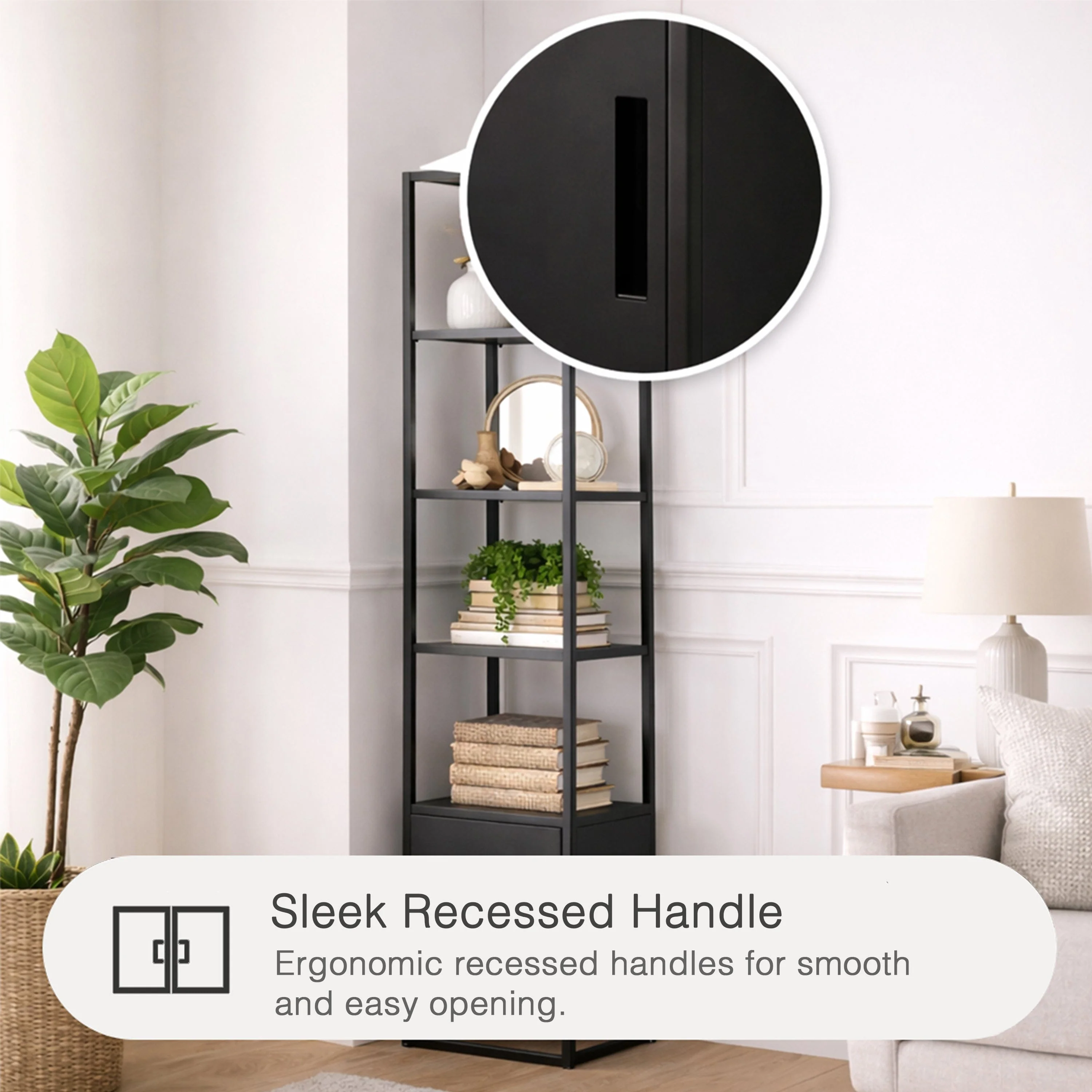 Brussel Narrow Book Shelves Cabinet - Image 19