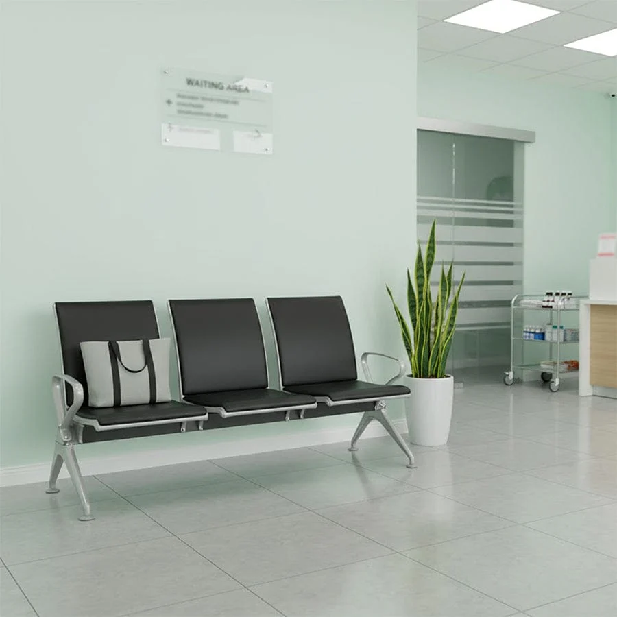 Calix 3 Seater Public Chair with Cushion - Image 2