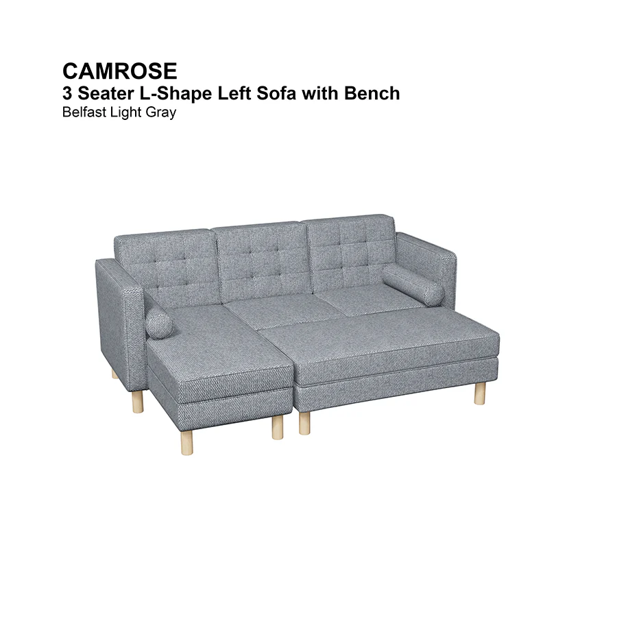Camrose 3 Seat L-shape Left with Bench - Image 6