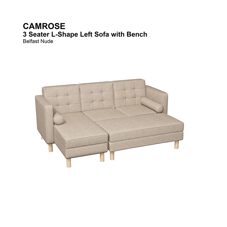 Camrose 3 Seat L-shape Left with Bench - Image 7