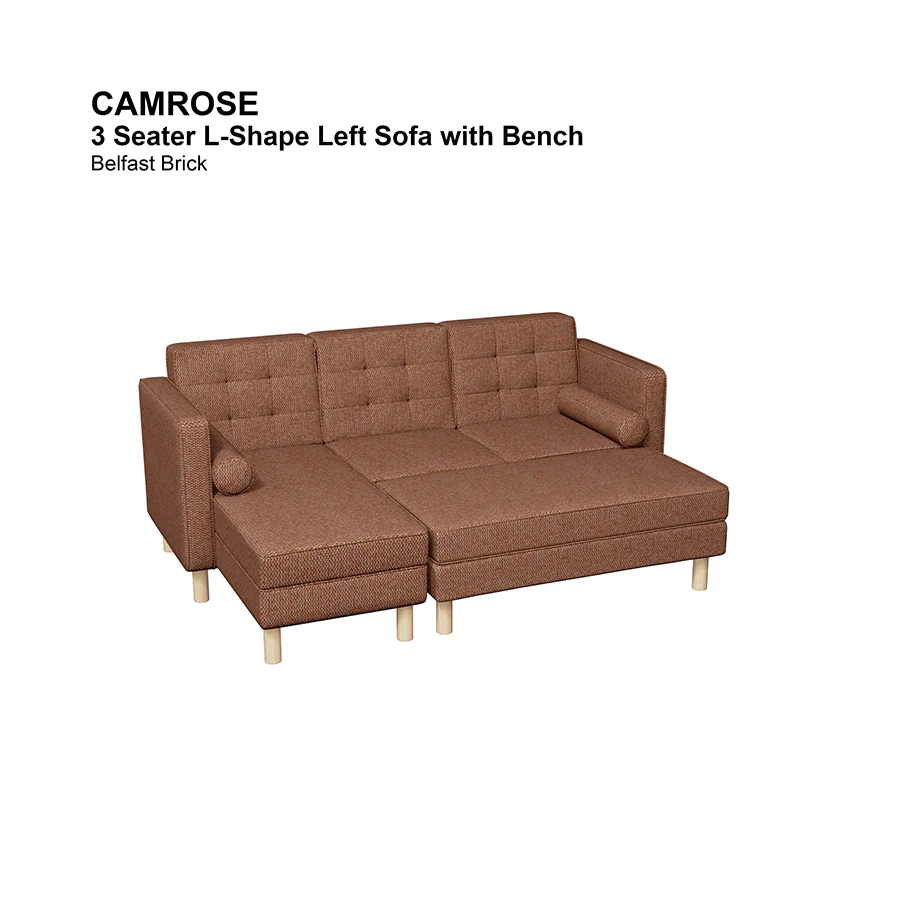 Camrose 3 Seat L-shape Left with Bench - Image 9