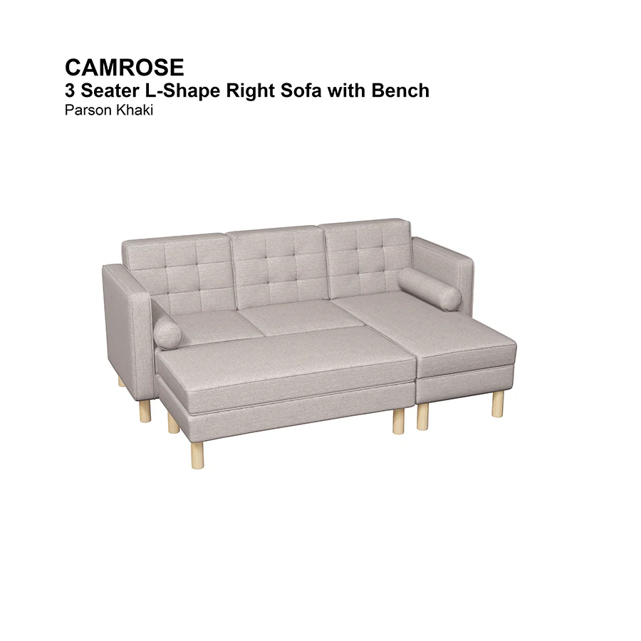 Camrose 3 Seat L-shape Right with Bench - Image 4