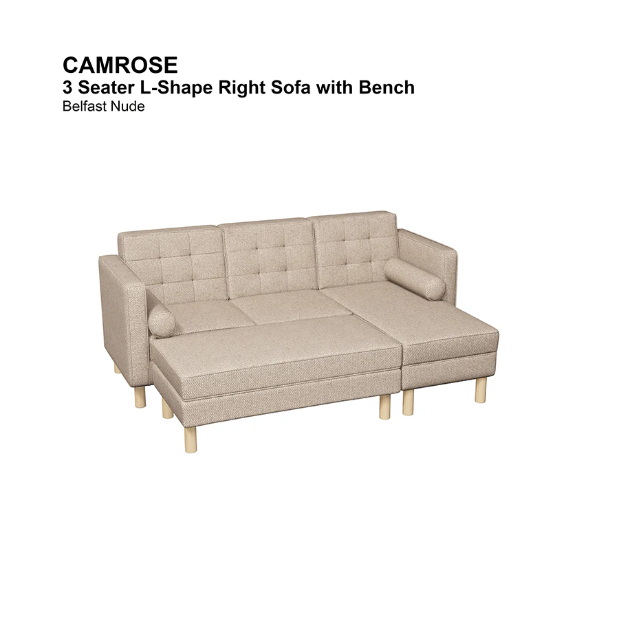 Camrose 3 Seat L-shape Right with Bench - Image 8