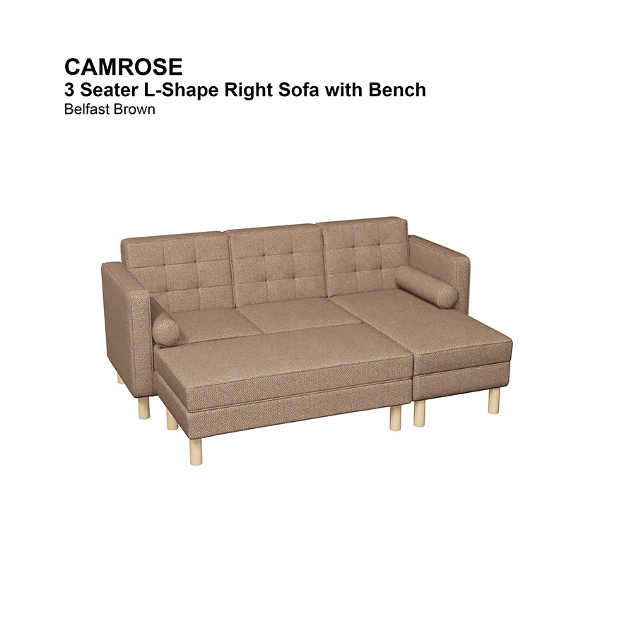 Camrose 3 Seat L-shape Right with Bench - Image 9