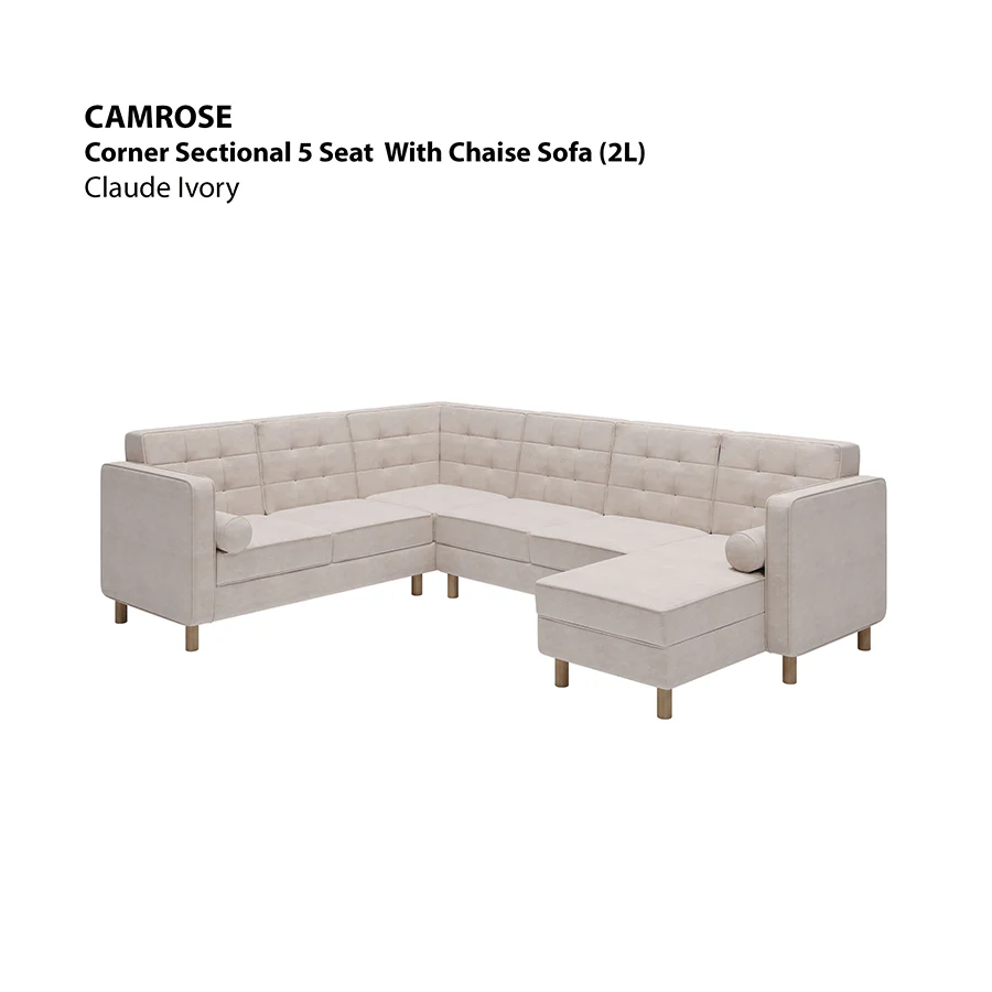 Camrose Corner Sectional 5 Seat with Chaise (2L) Sofa - Image 17
