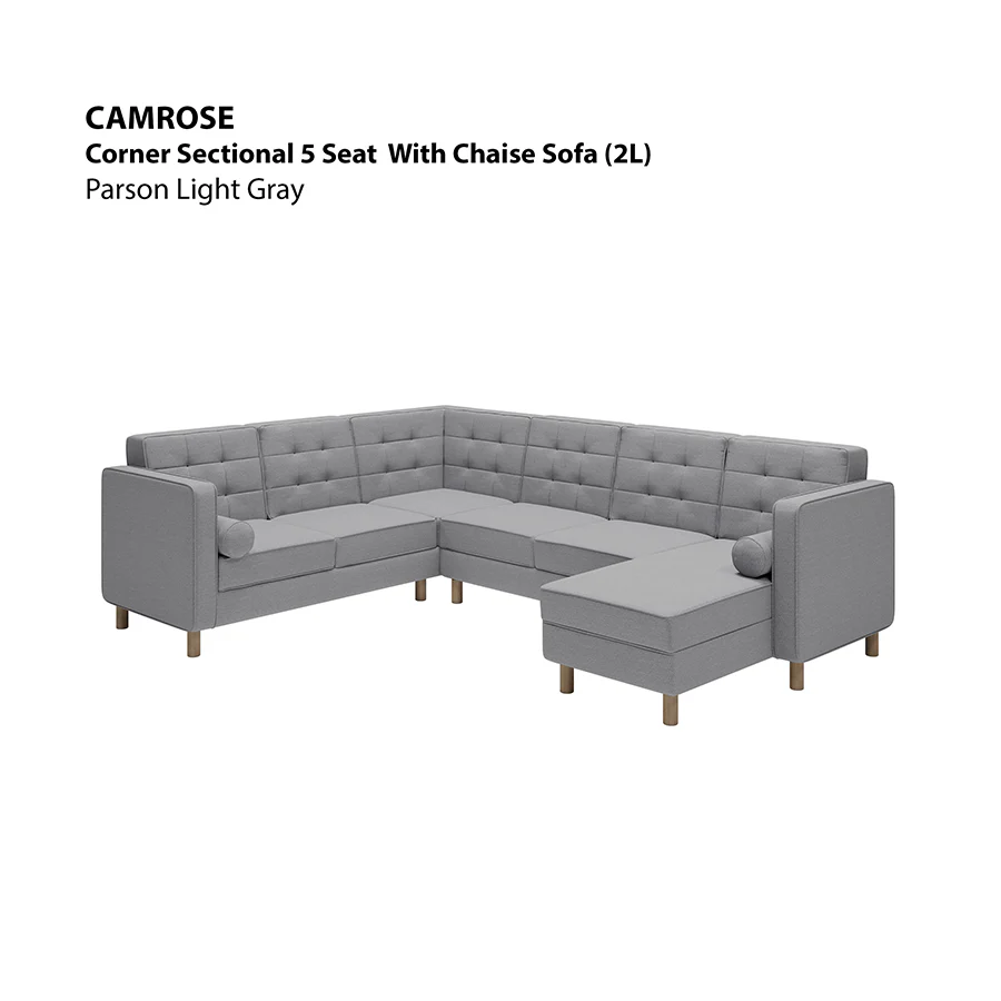 Camrose Corner Sectional 5 Seat with Chaise (2L) Sofa - Image 3