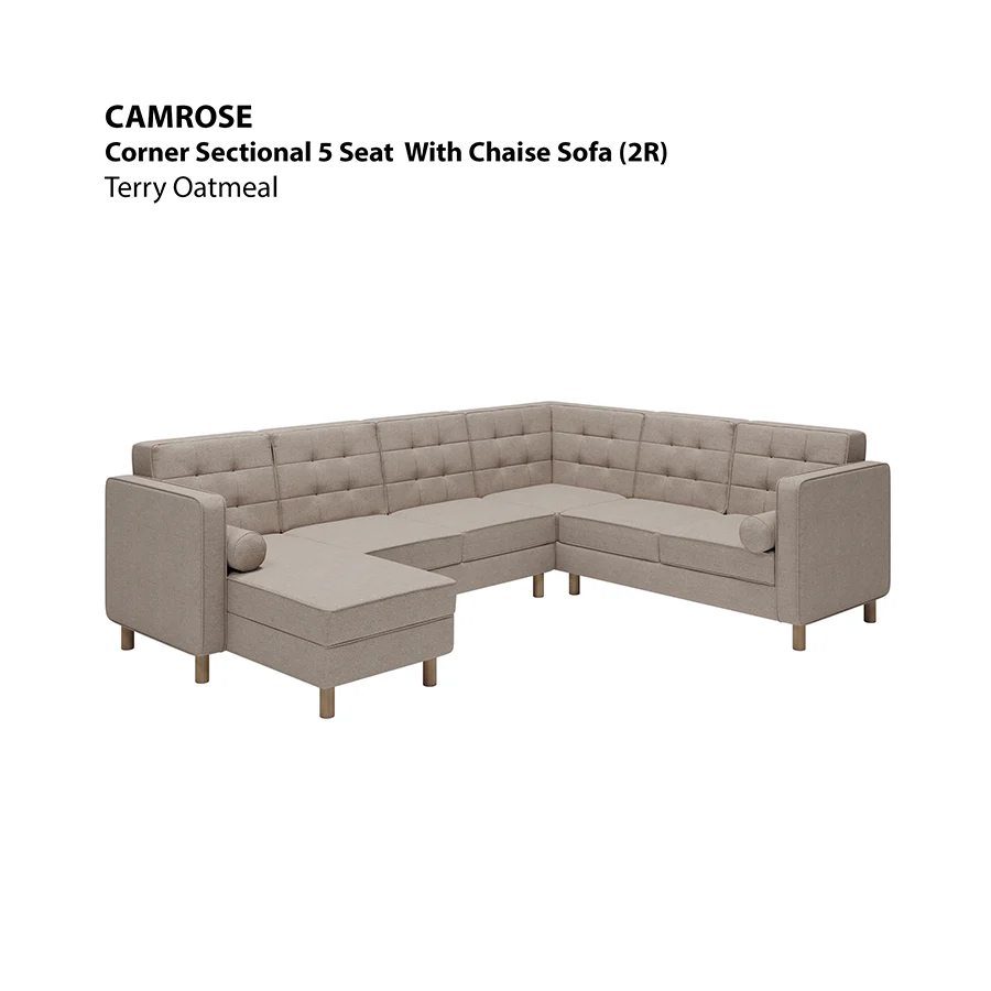 Camrose Corner Sectional 5 Seat with Chaise (2R) Sofa - Image 20