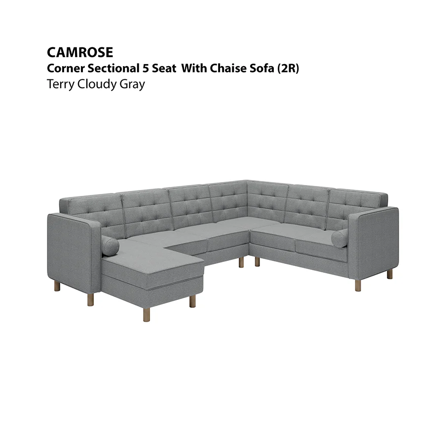 Camrose Corner Sectional 5 Seat with Chaise (2R) Sofa - Image 21