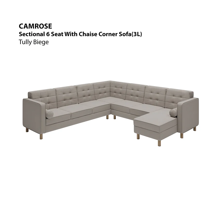 Camrose Sectional 6 Seat Corner with Chaise (3L) Sofa - Image 14