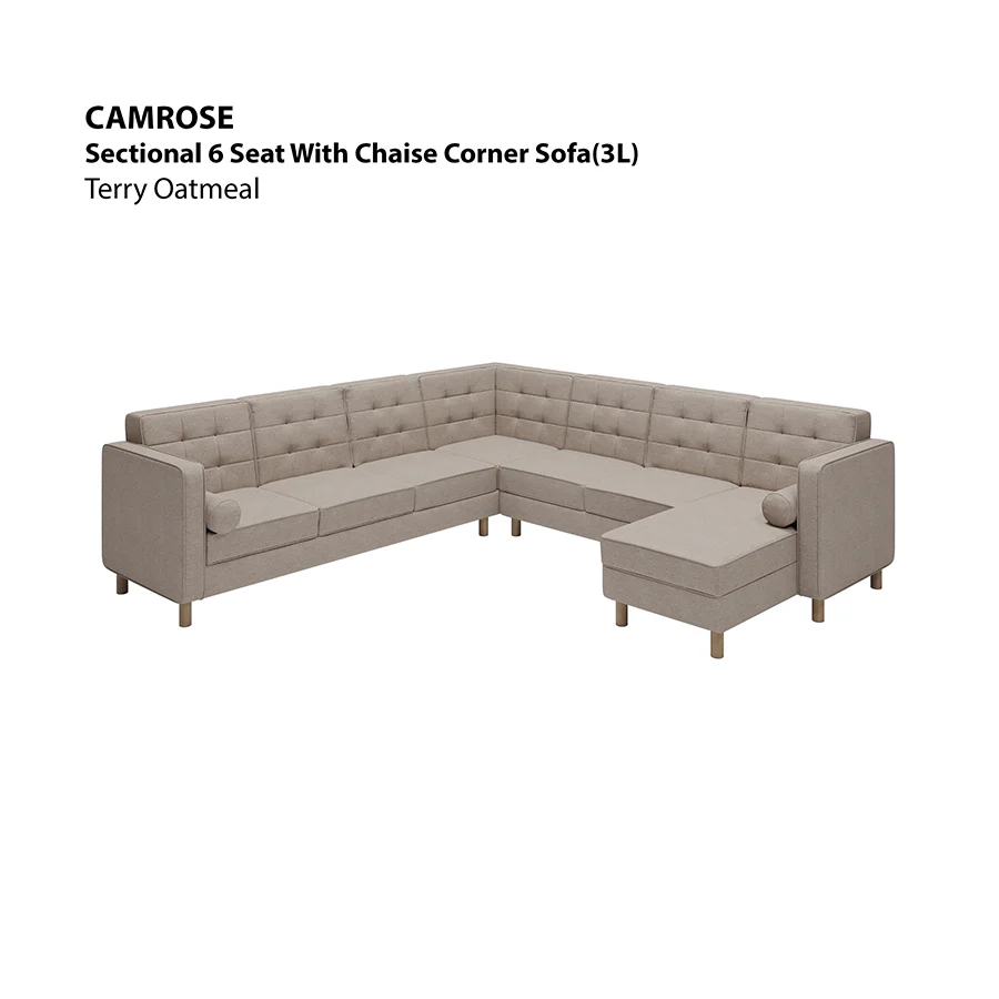 Camrose Sectional 6 Seat Corner with Chaise (3L) Sofa - Image 20