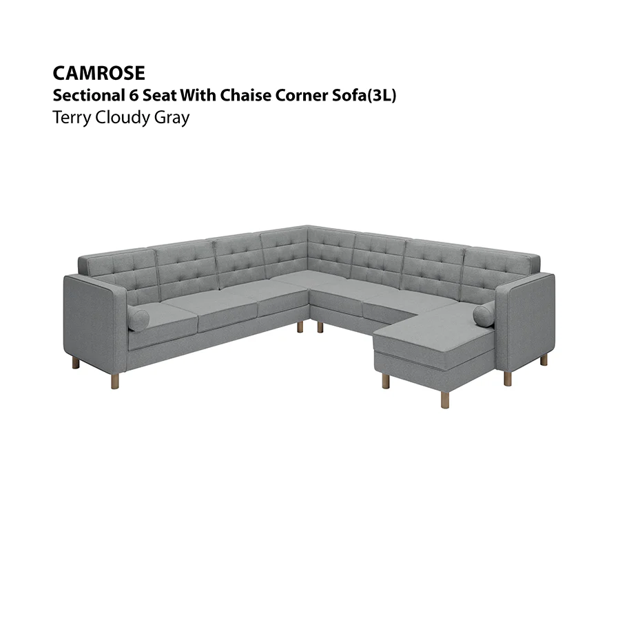 Camrose Sectional 6 Seat Corner with Chaise (3L) Sofa - Image 21