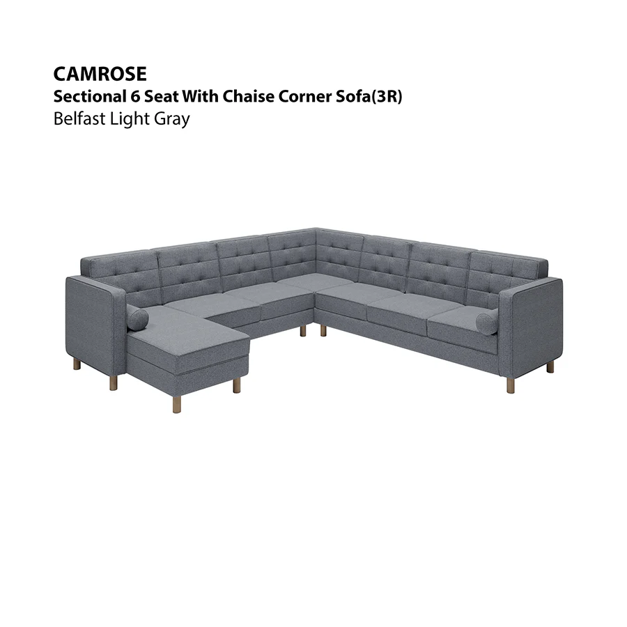 Camrose Sectional 6 Seat Corner with Chaise (3R) Sofa - Image 7