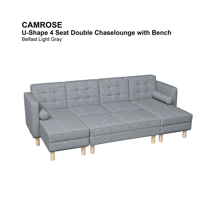 Camrose U-shape 4 Seat Double Chaise with Bench - Image 11
