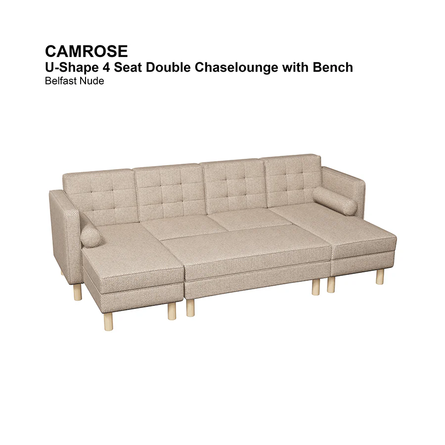 Camrose U-shape 4 Seat Double Chaise with Bench - Image 13