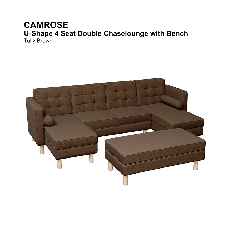 Camrose U-shape 4 Seat Double Chaise with Bench - Image 26