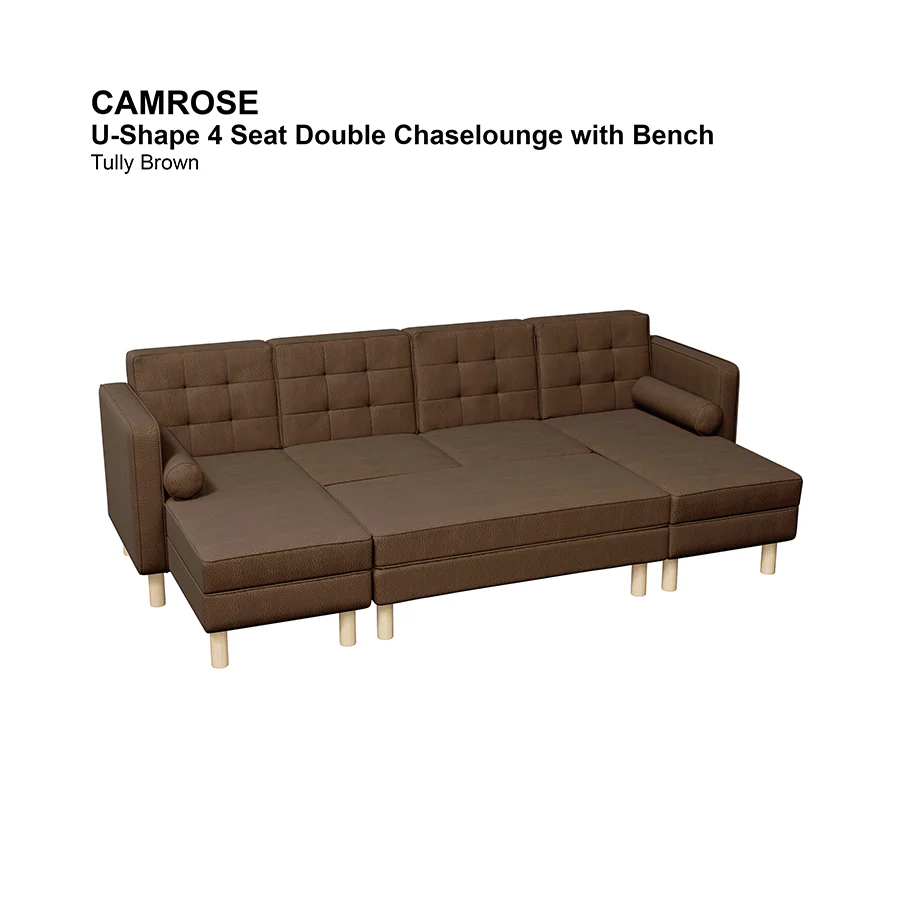 Camrose U-shape 4 Seat Double Chaise with Bench - Image 27