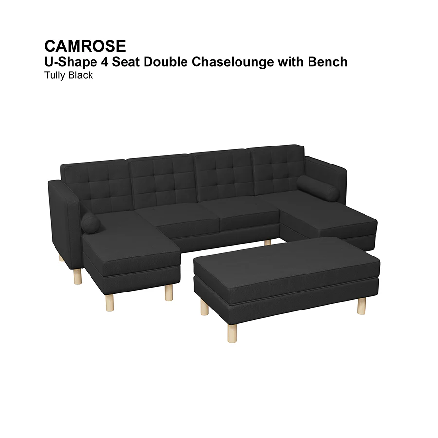 Camrose U-shape 4 Seat Double Chaise with Bench - Image 30