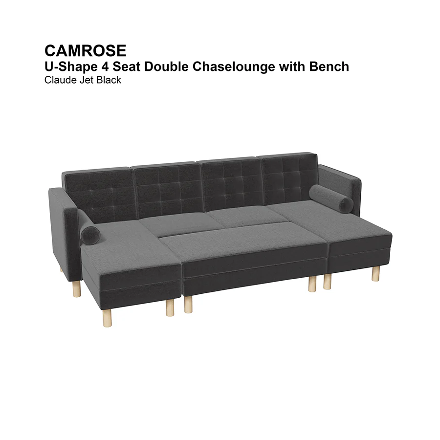 Camrose U-shape 4 Seat Double Chaise with Bench - Image 37