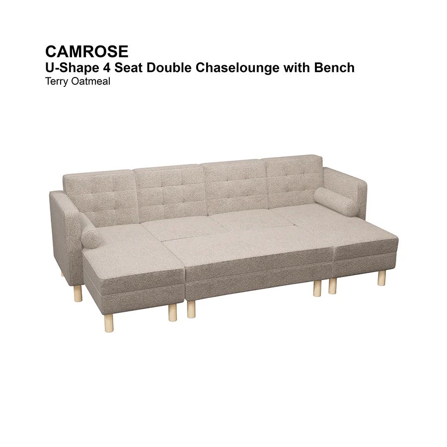 Camrose U-shape 4 Seat Double Chaise with Bench - Image 39