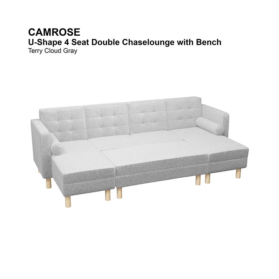 Camrose U-shape 4 Seat Double Chaise with Bench - Image 41