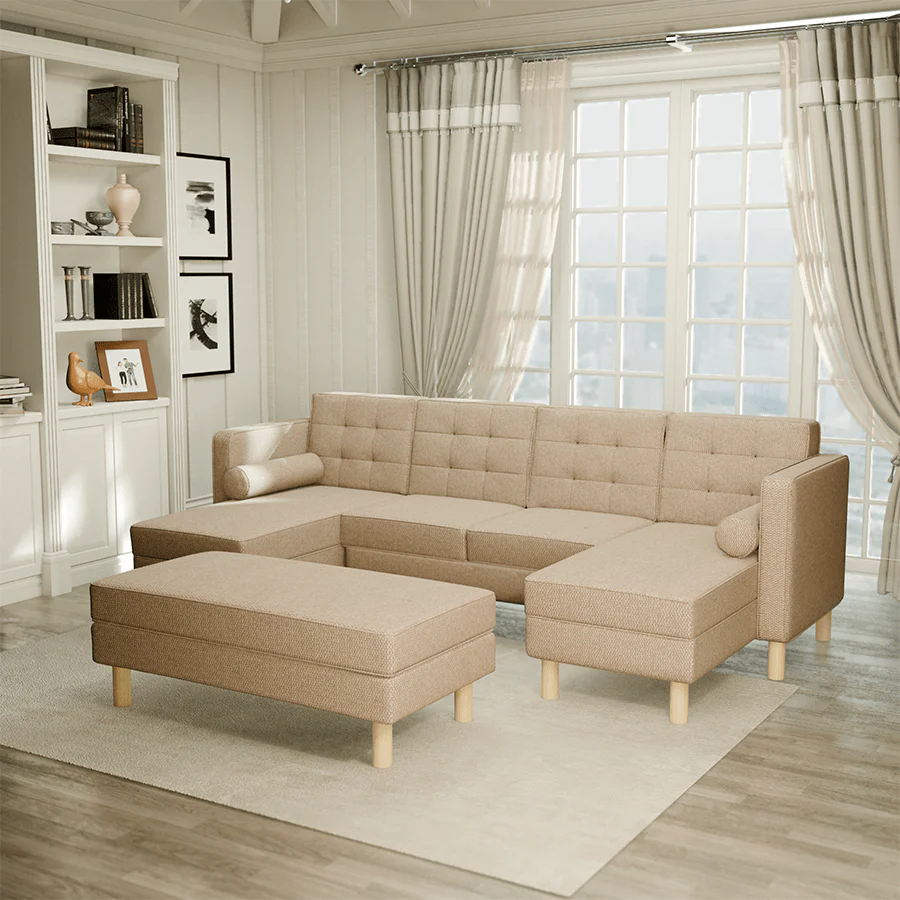 Camrose U-shape 4 Seat Double Chaise with Bench - Image 44