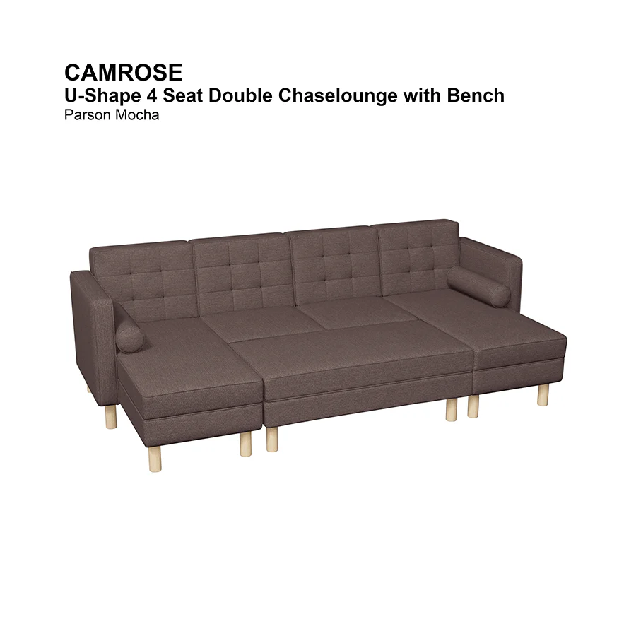 Camrose U-shape 4 Seat Double Chaise with Bench - Image 7