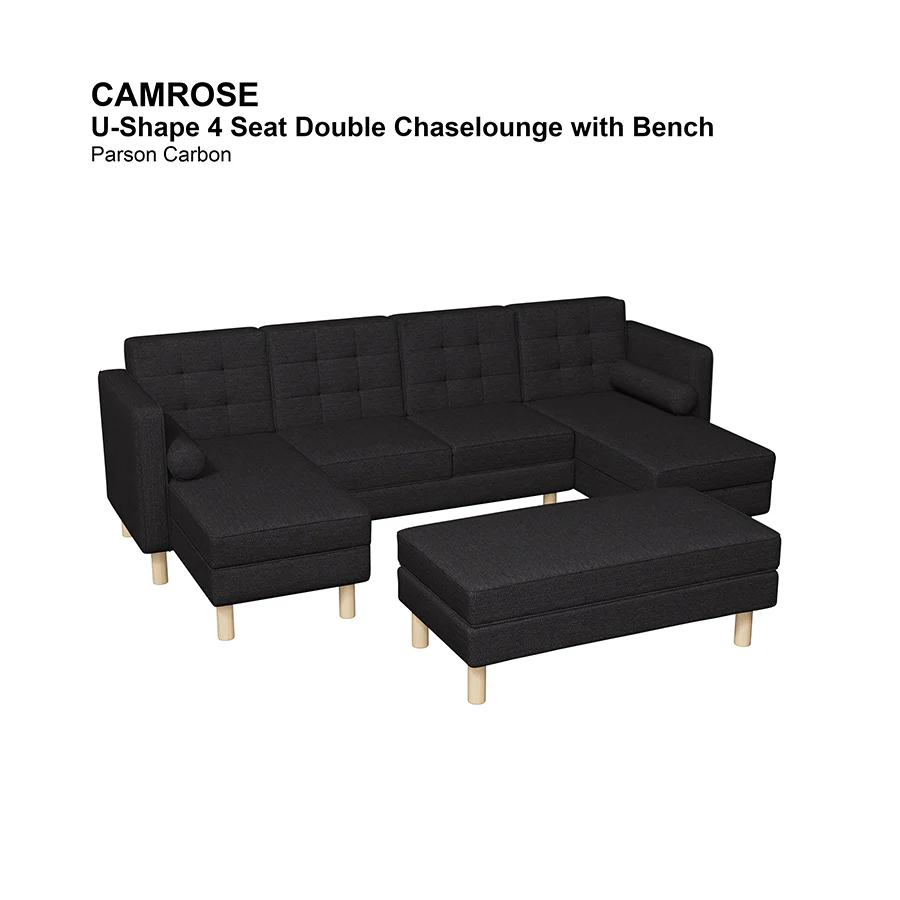 Camrose U-shape 4 Seat Double Chaise with Bench - Image 8