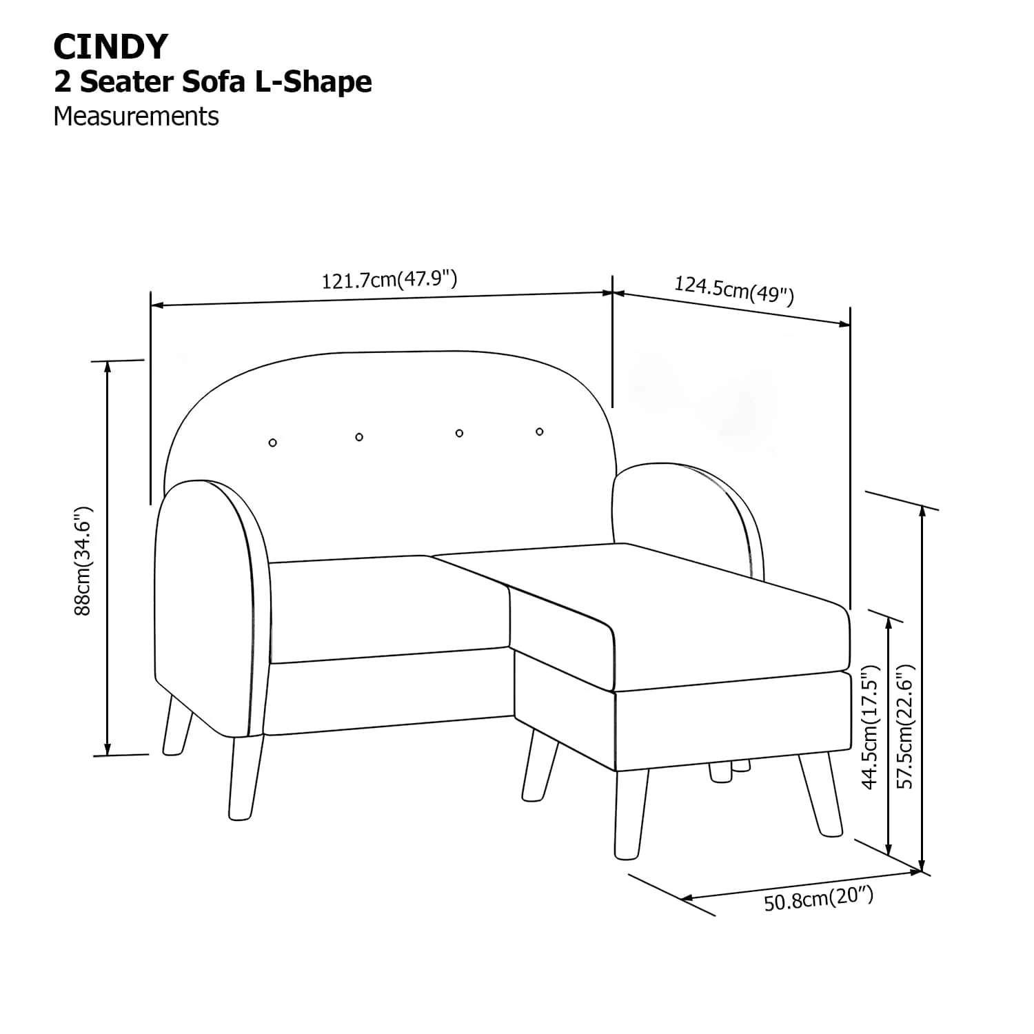 Cindy L-shape 2 Seat Sofa - Image 26