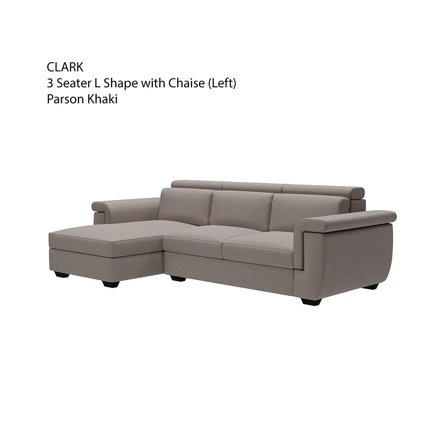 Clark L-shape 3 Seat with Chaise Left Sofa