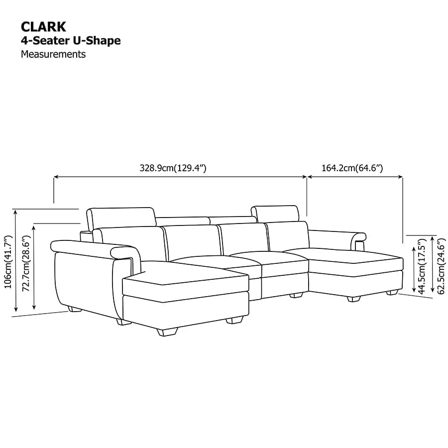 Clark U-shape 4 Seat Double Chaise Lounge - Image 34