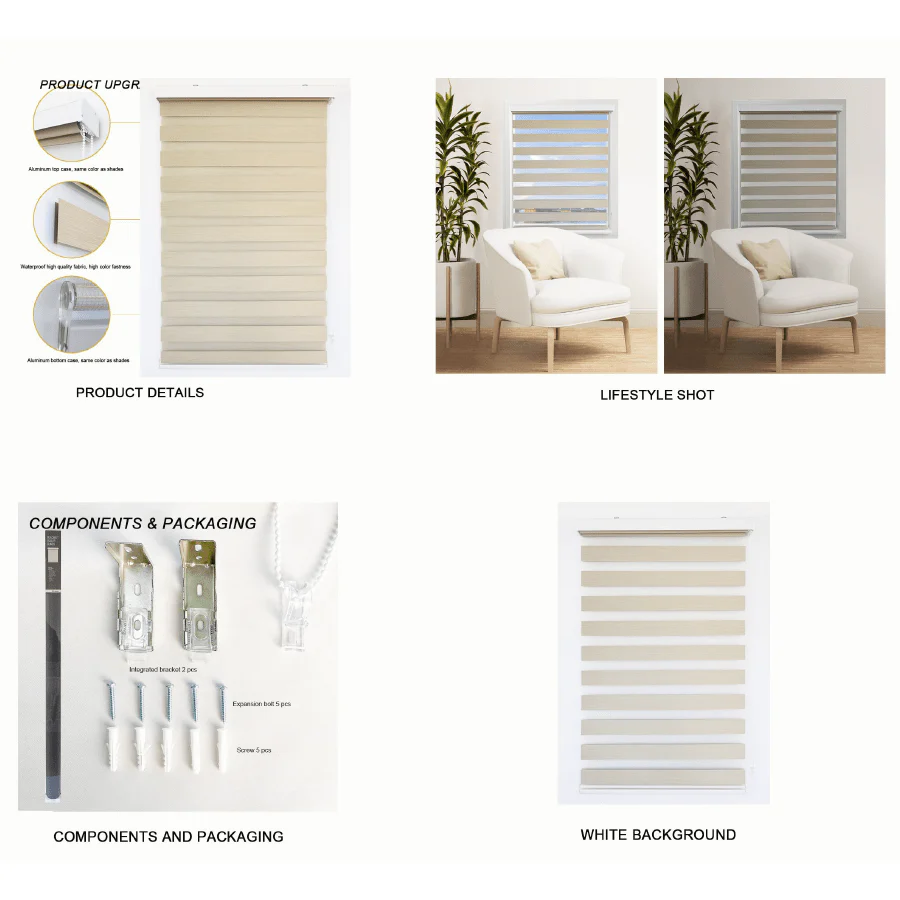 Cream Linen Zebra Blackout Blinds - Image 6
