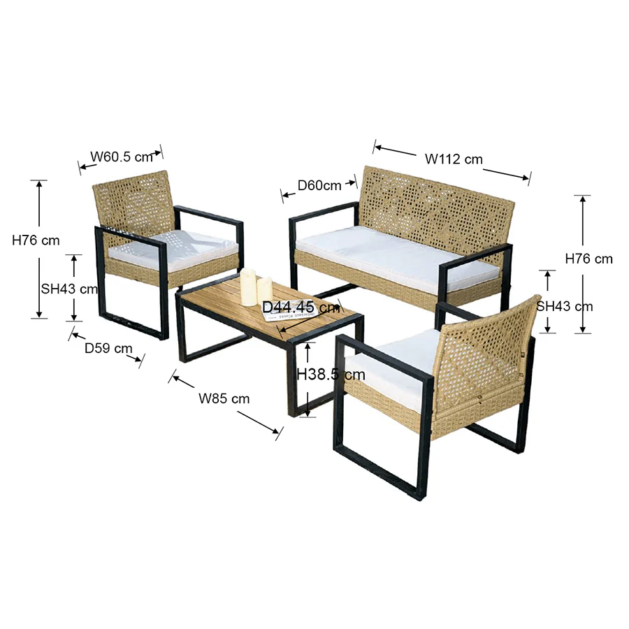 Daisy 211+1 Wicker Sofa Set - Image 12