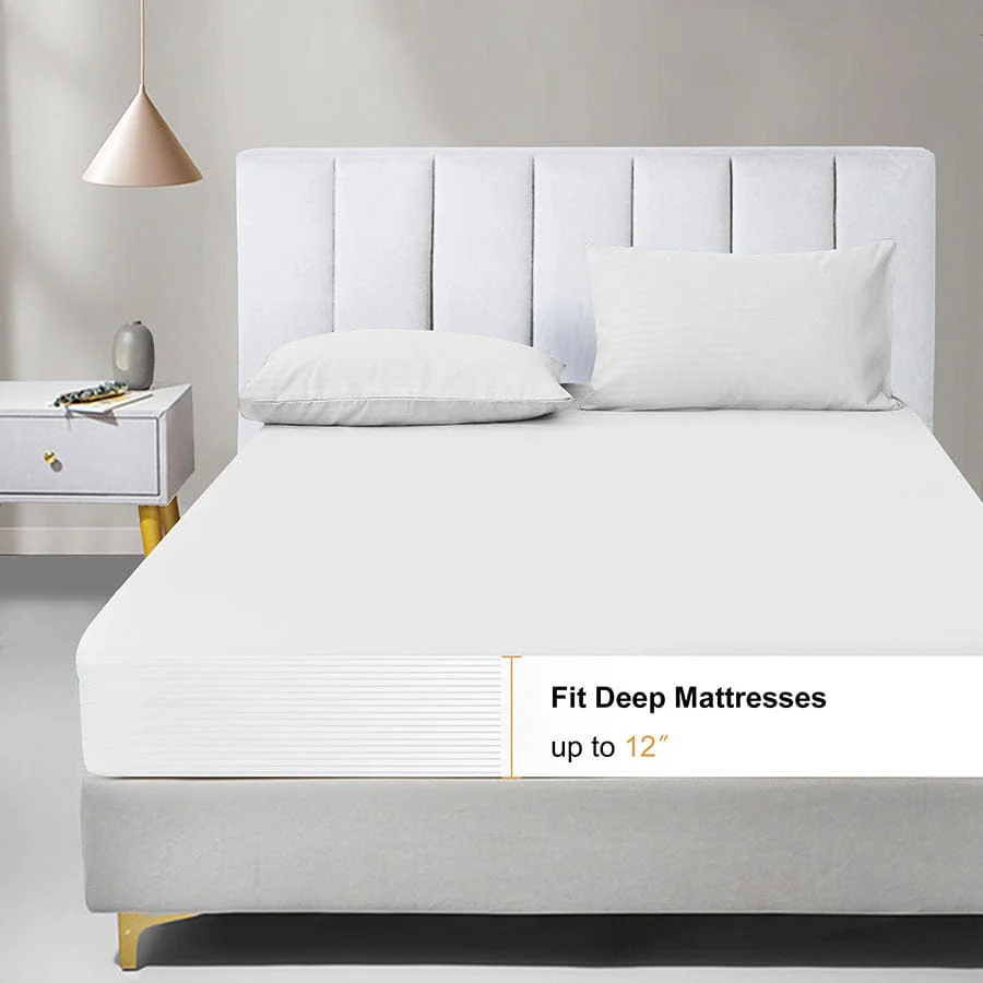 Basic White Plain 4pc Sheet Set - Flat Sheet - Image 8