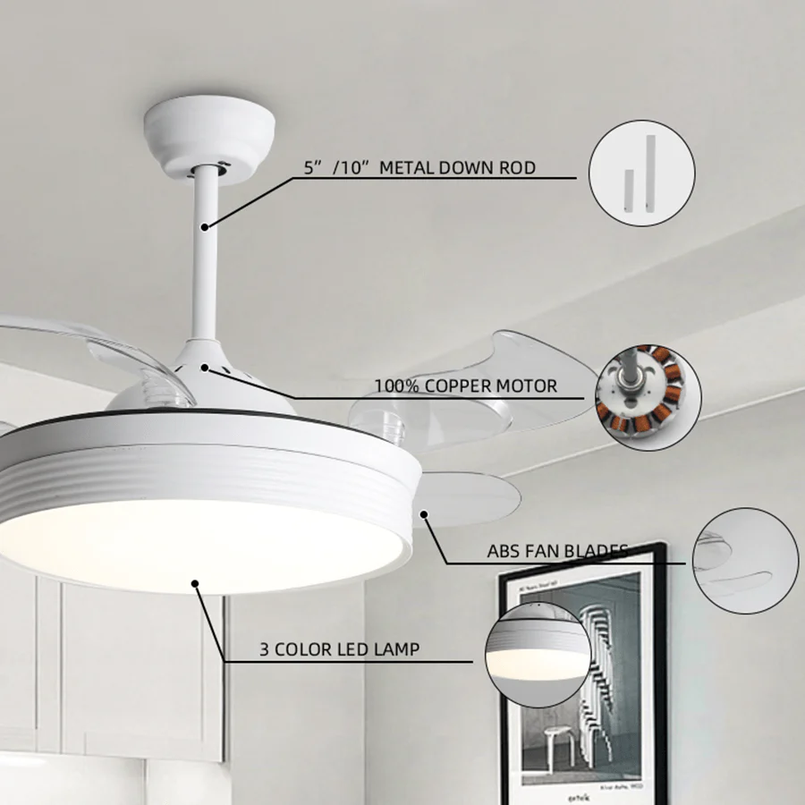 Eli Ceiling Fan + Retractable Blades - Image 13