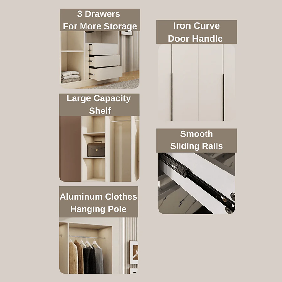 Emil 4 Door Hinge Wardrobe - Image 11