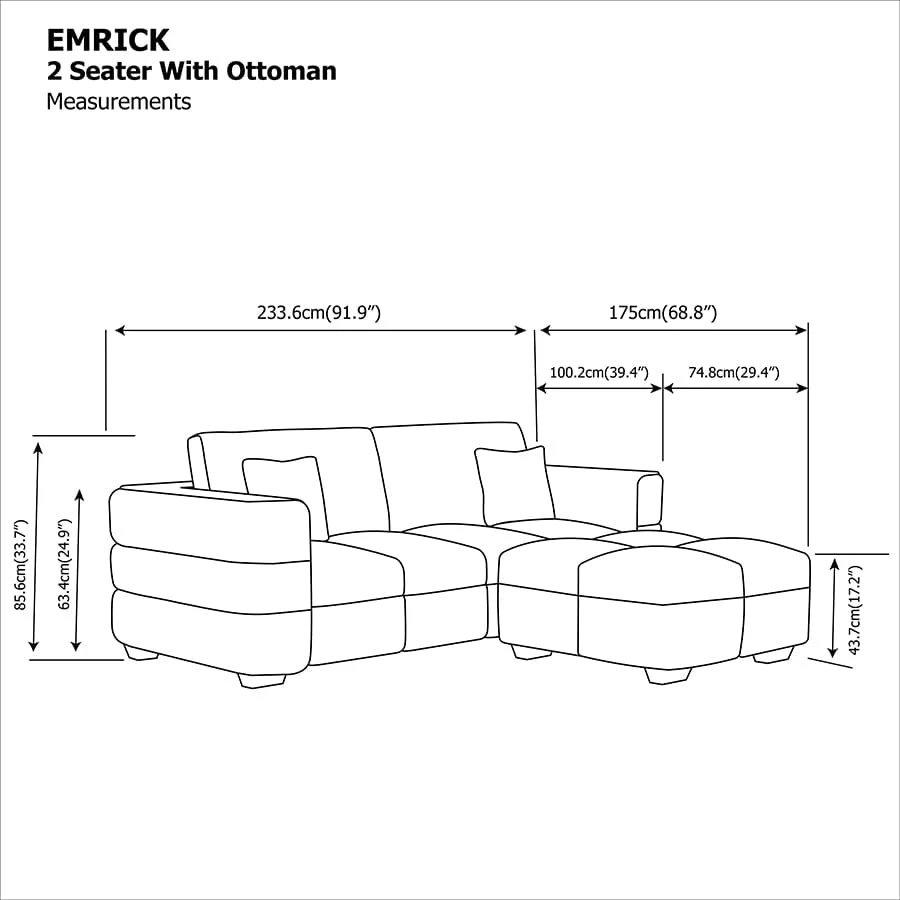 Emrick 2 Seater with Ottoman - Image 20