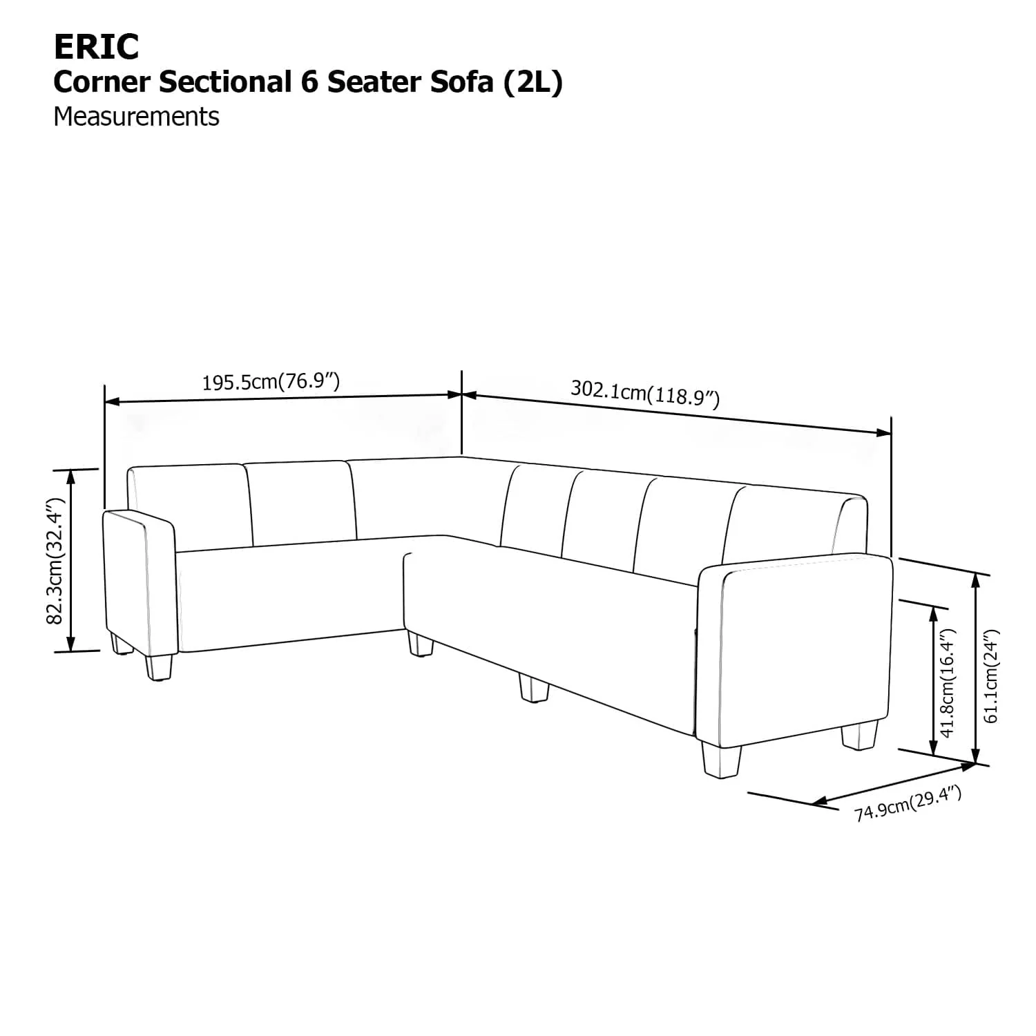 Eric Corner Sectional 6 Seat (2L) Sofa - Image 18