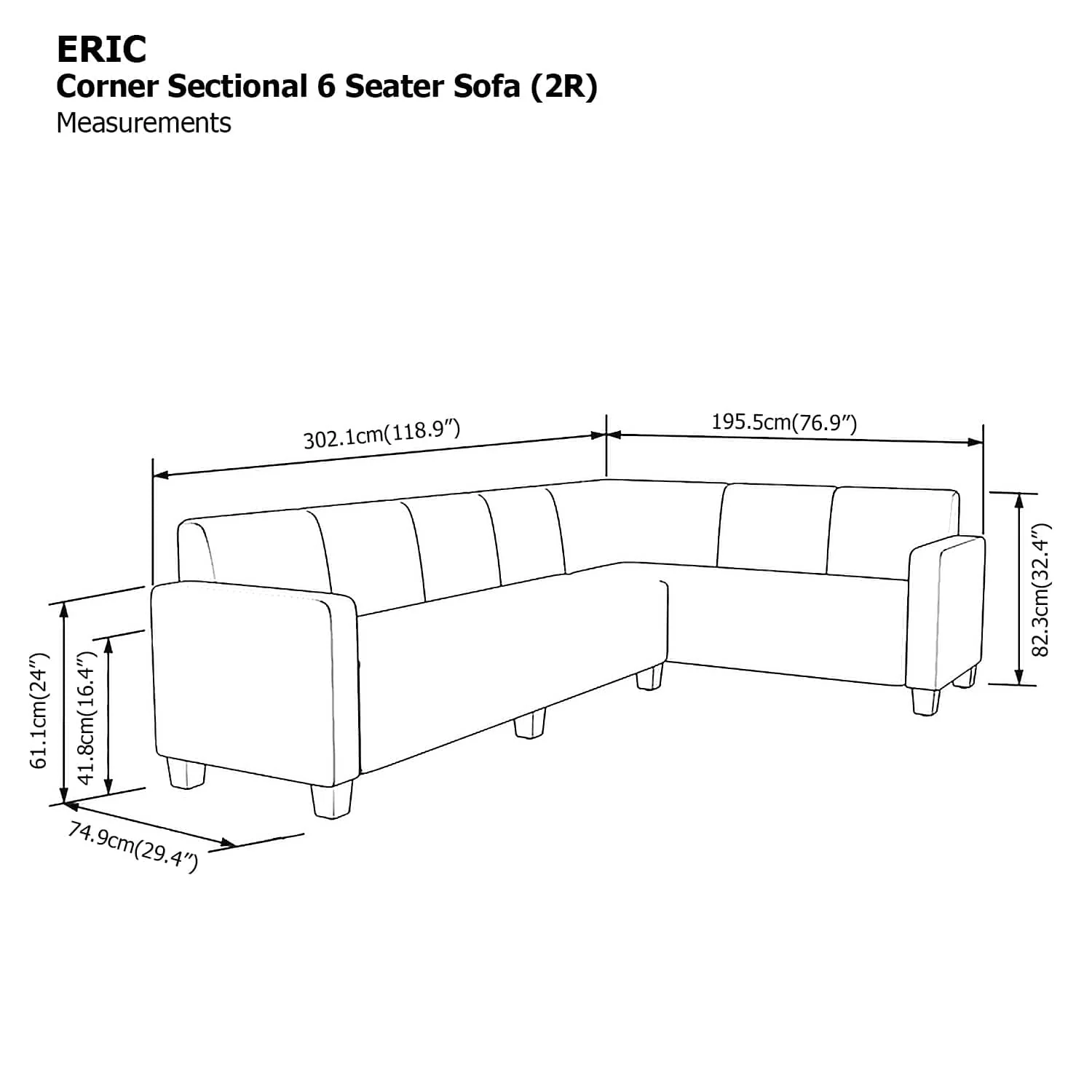 Eric Corner Sectional 6 Seat (2R) Sofa - Image 18