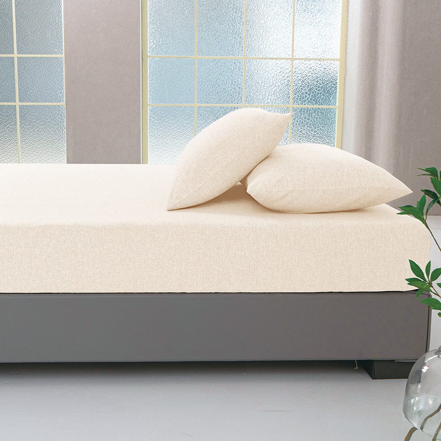 Faux Linen Natural Color 3pc Sheet Set - Image 4