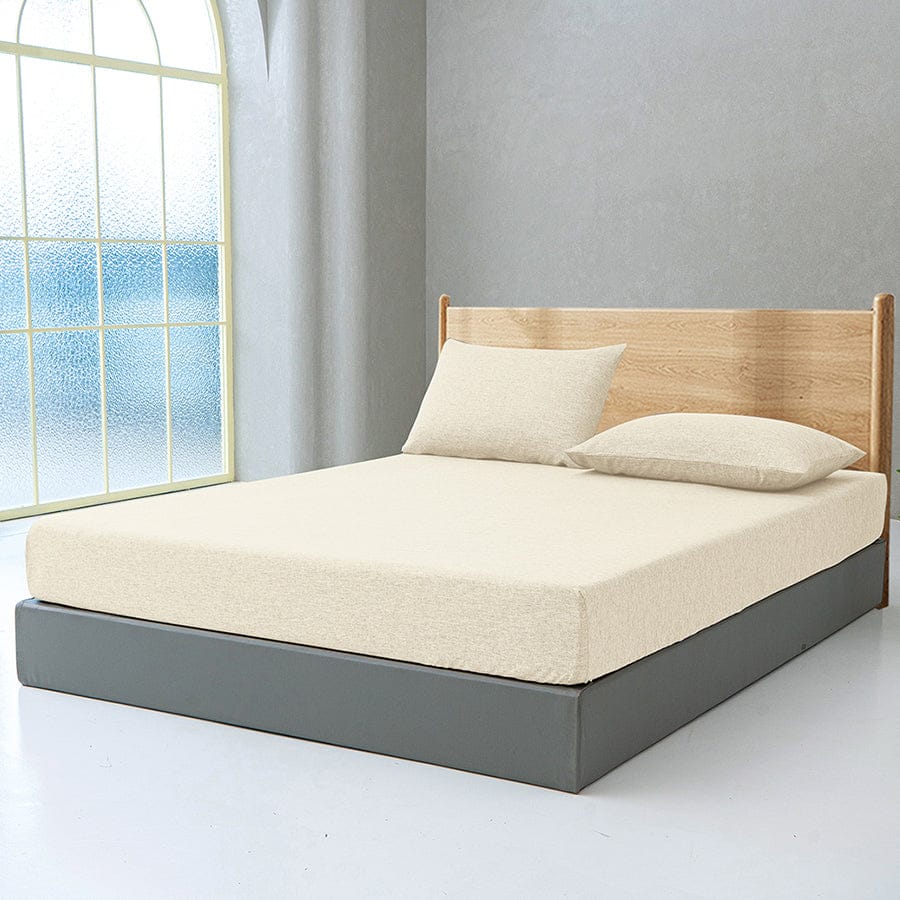 Faux Linen Natural Color 3pc Sheet Set - Image 5