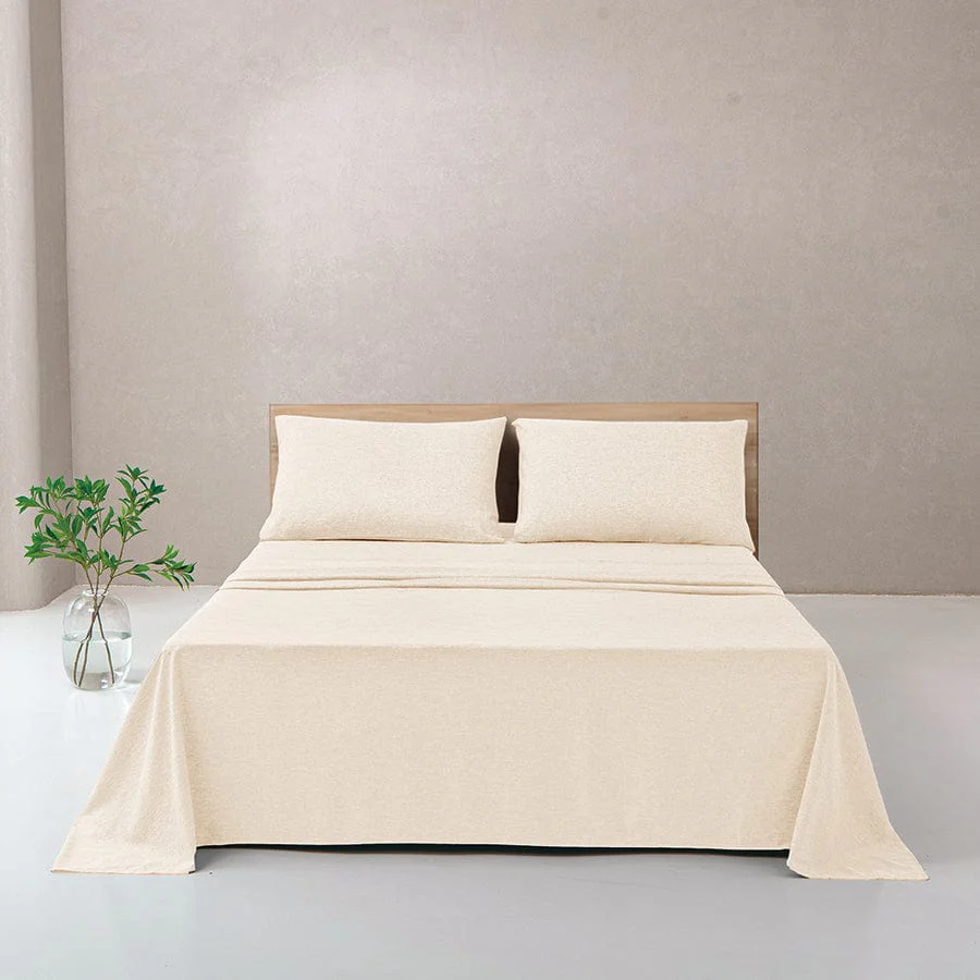 Faux Linen Natural Color 4pc Sheet Set - Image 3