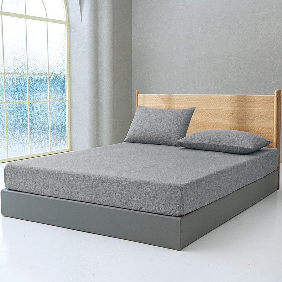 Faux Linen Slate Gray 3pc Sheet Set - Image 3