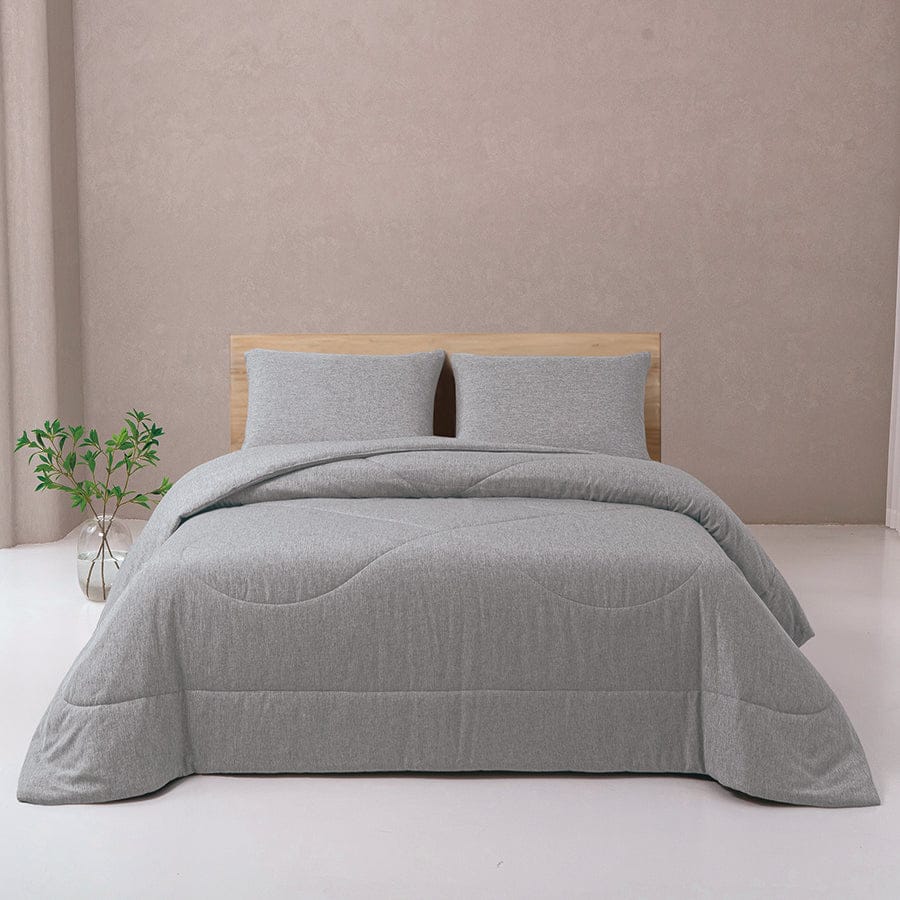 Faux Linen Slate Gray Comforter - Image 2