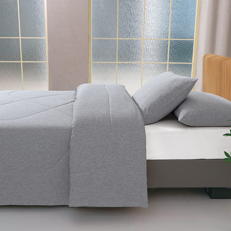 Faux Linen Slate Gray Comforter - Image 4