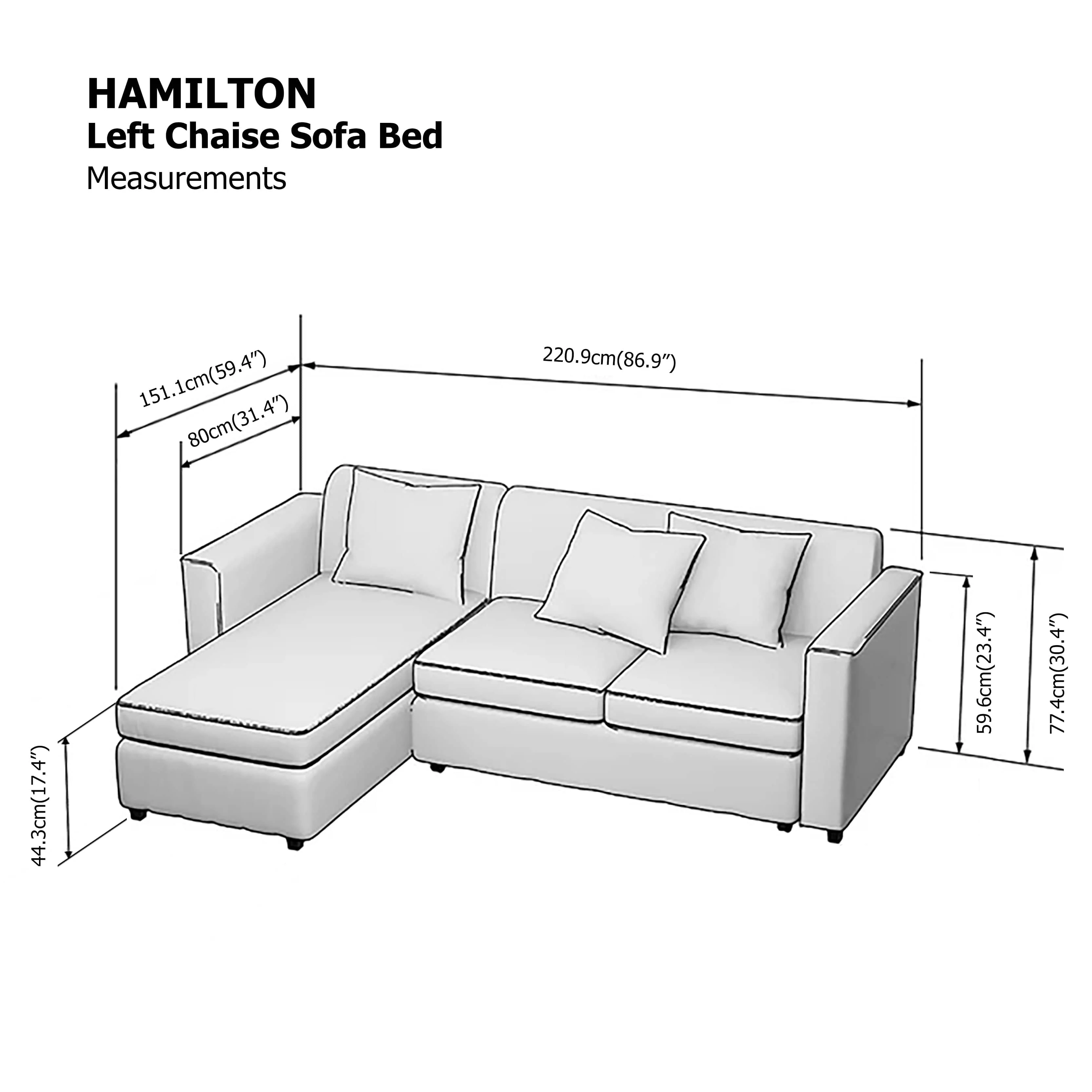 Hamilton Sofa Bed Left Chaise Sofa - Image 25